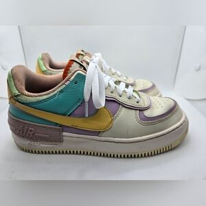 Nike Air Force 1 Shoes Women's 8.5 White Purple Athletic Casual Sneakers Shadow